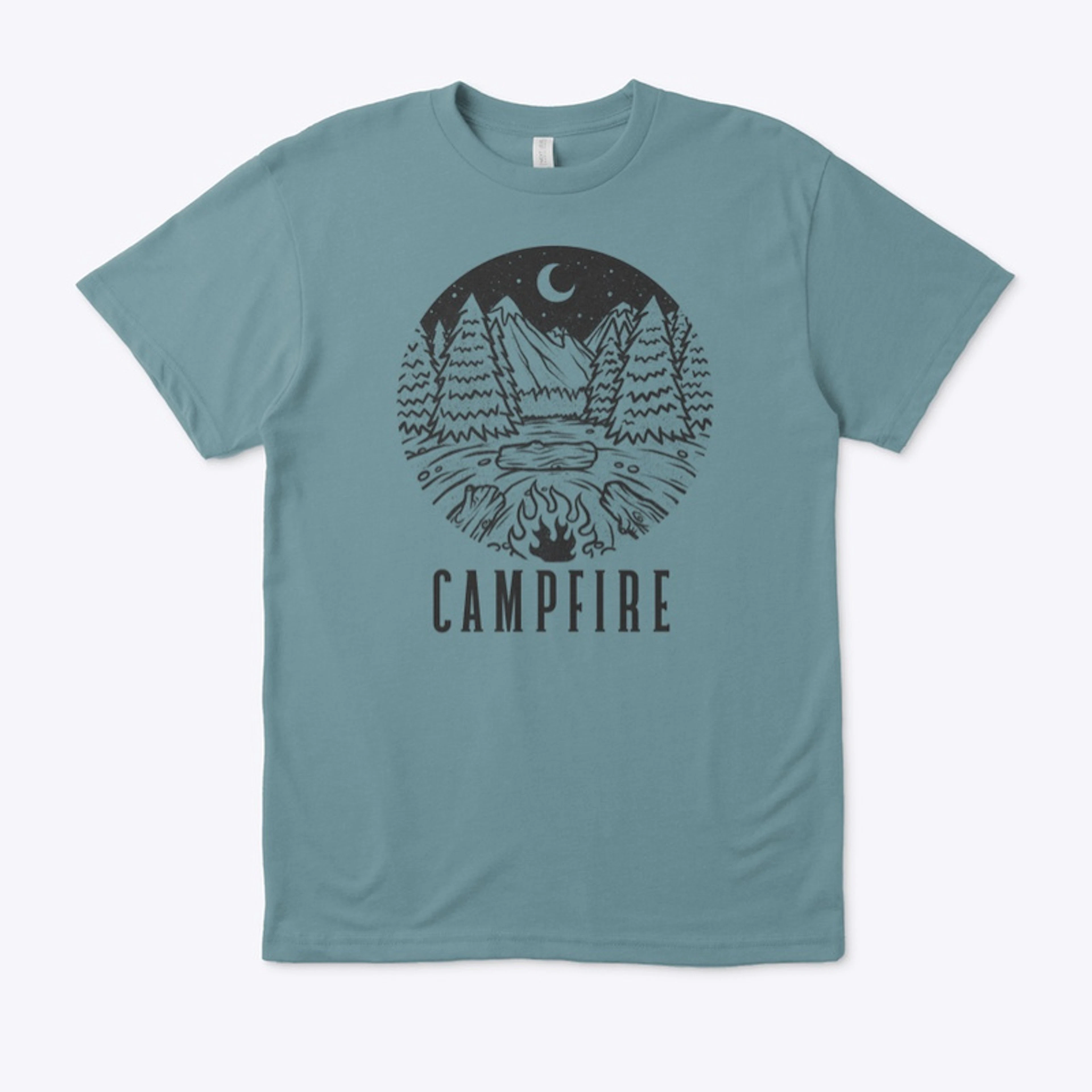 Campfire Pine Tree And Moon