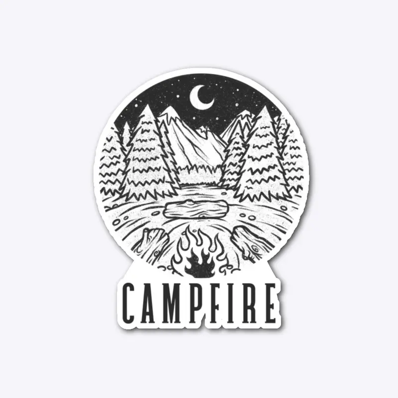 Campfire Pine Tree And Moon